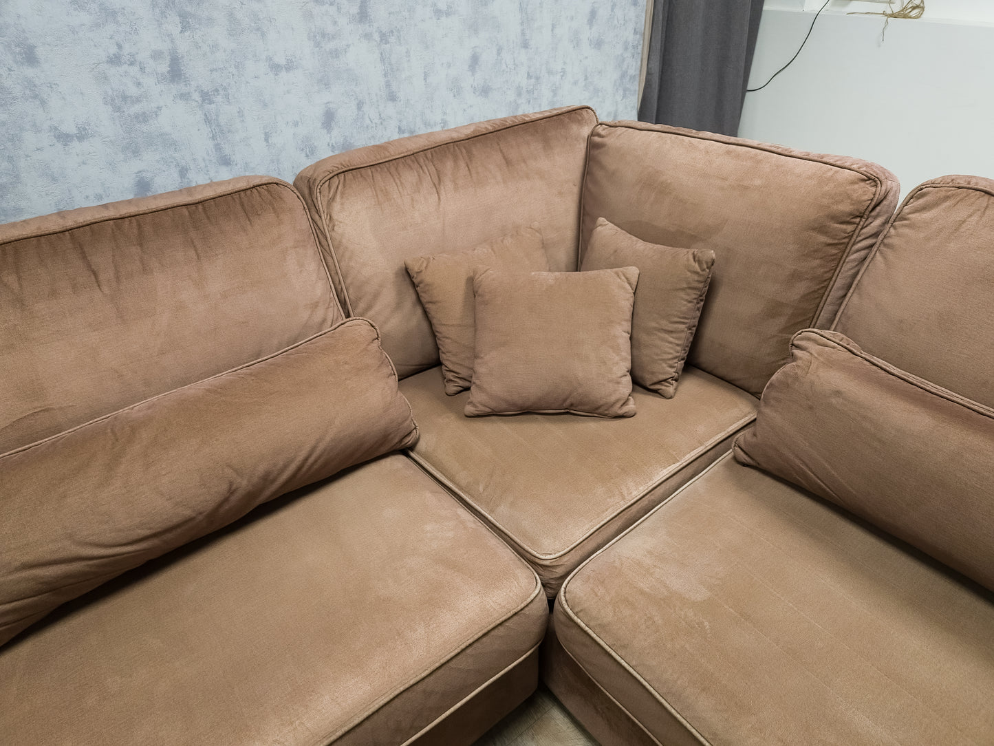 Mooi Groot Taupe Velvet Hoekbank