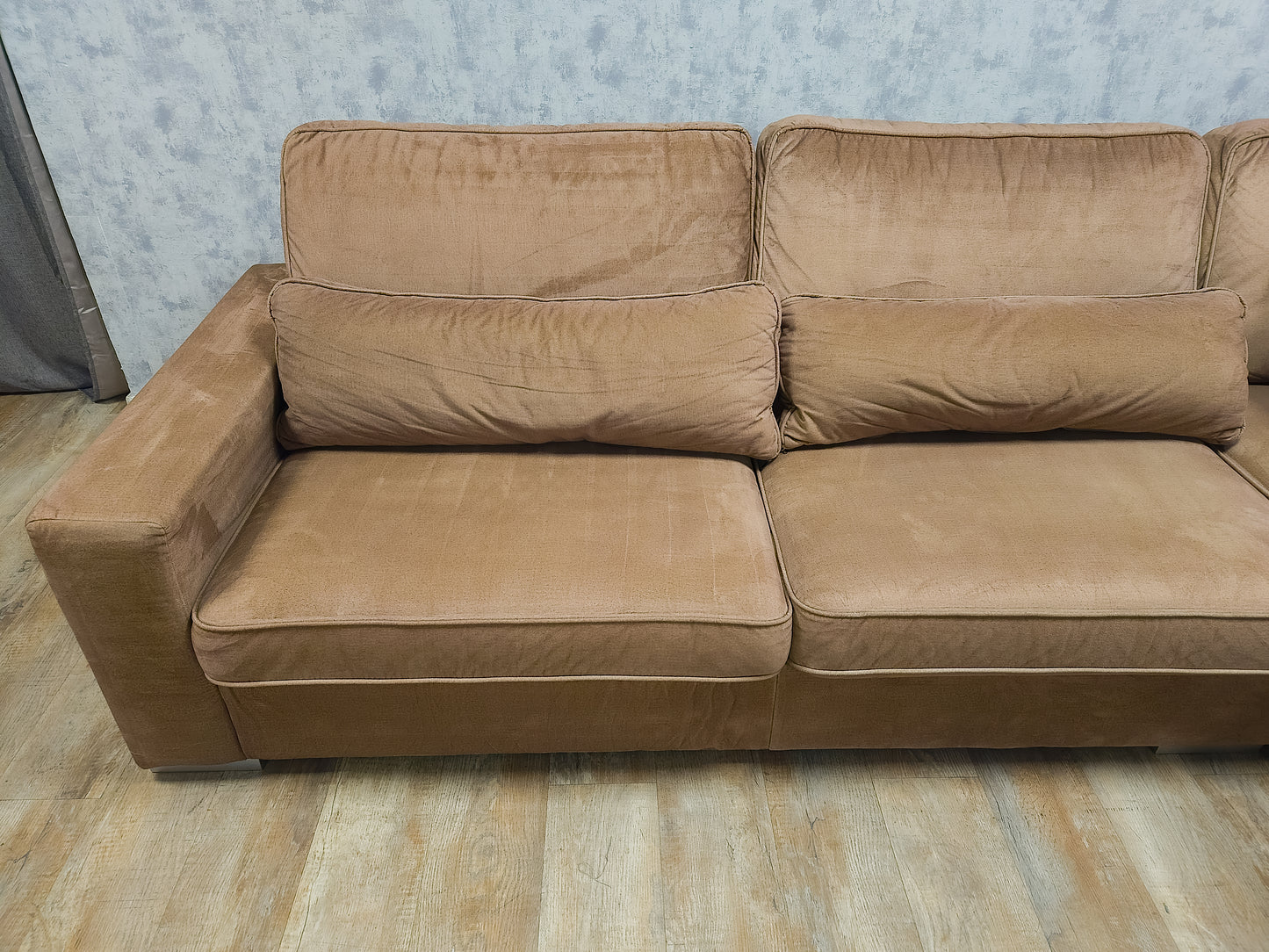 Mooi Groot Taupe Velvet Hoekbank