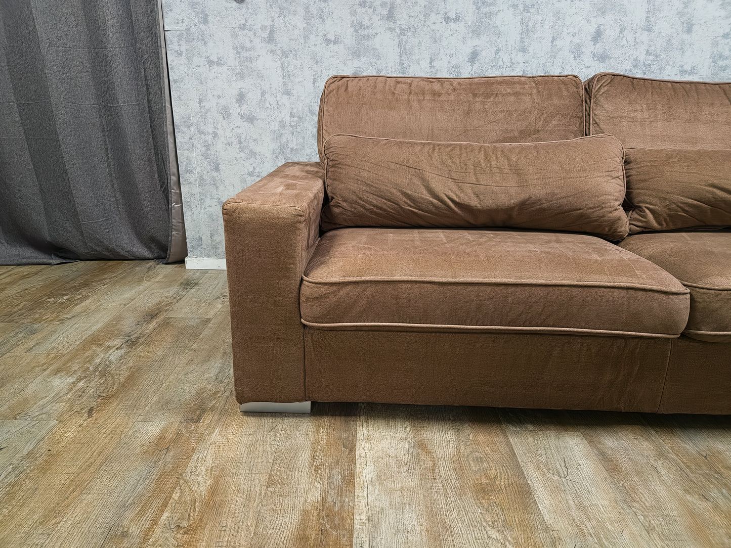 Mooi Groot Taupe Velvet Hoekbank