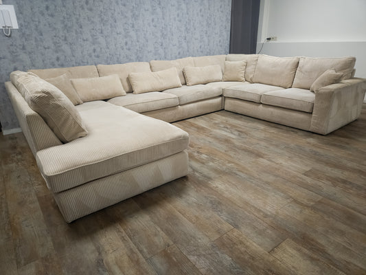 Zeer Mooi Prachtig Groot Crème RIBStof U Bankstel - BanxteL - 2dehandse Bankstellen