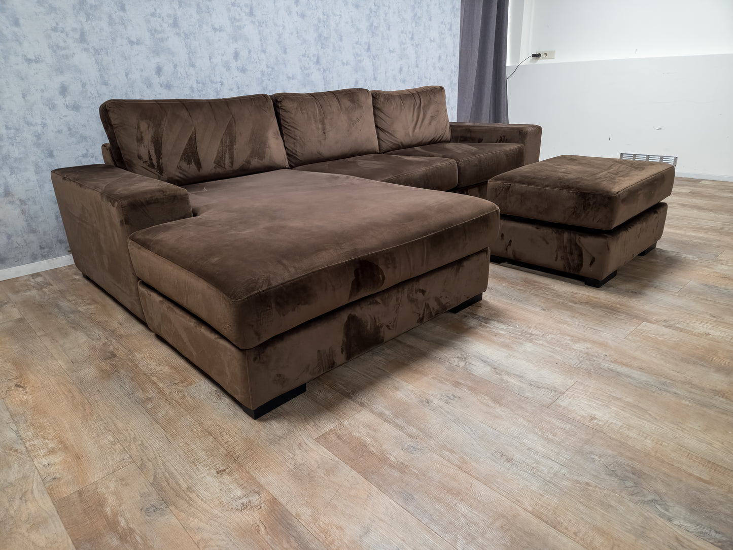 MOOI GROOT TAUPE BRUIN VELVET HOEKBANK