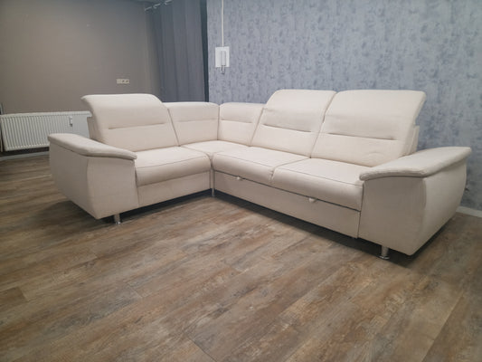 MOOI BEIGE HOEKBANK MET SLAAPFUNCTIE