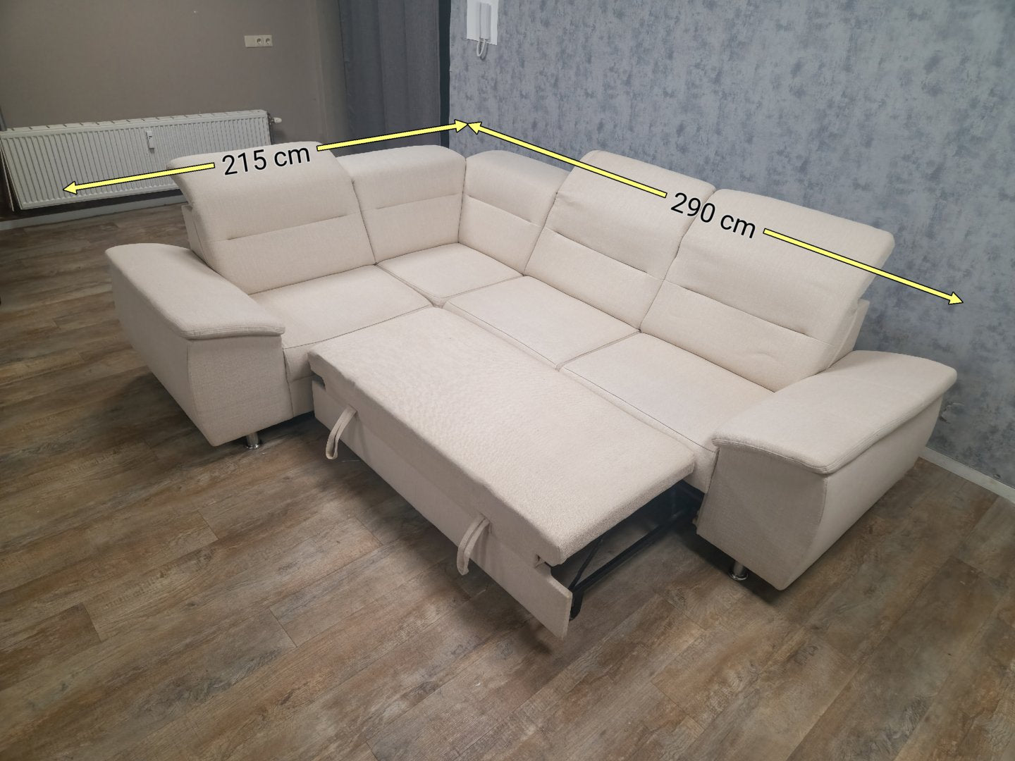 MOOI BEIGE HOEKBANK MET SLAAPFUNCTIE