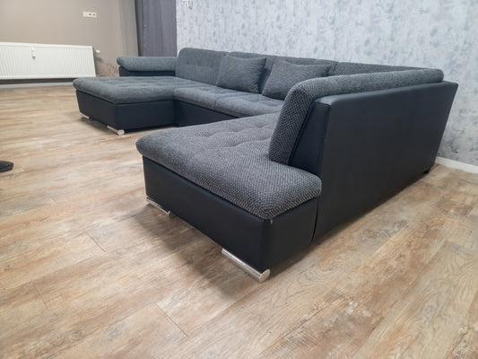 Zeer Mooi Groot Zwart Grijs U Bankstel