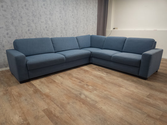 Mooi Blauwe Hoekbank met Lade - BanxteL - 2dehandse Bankstellen