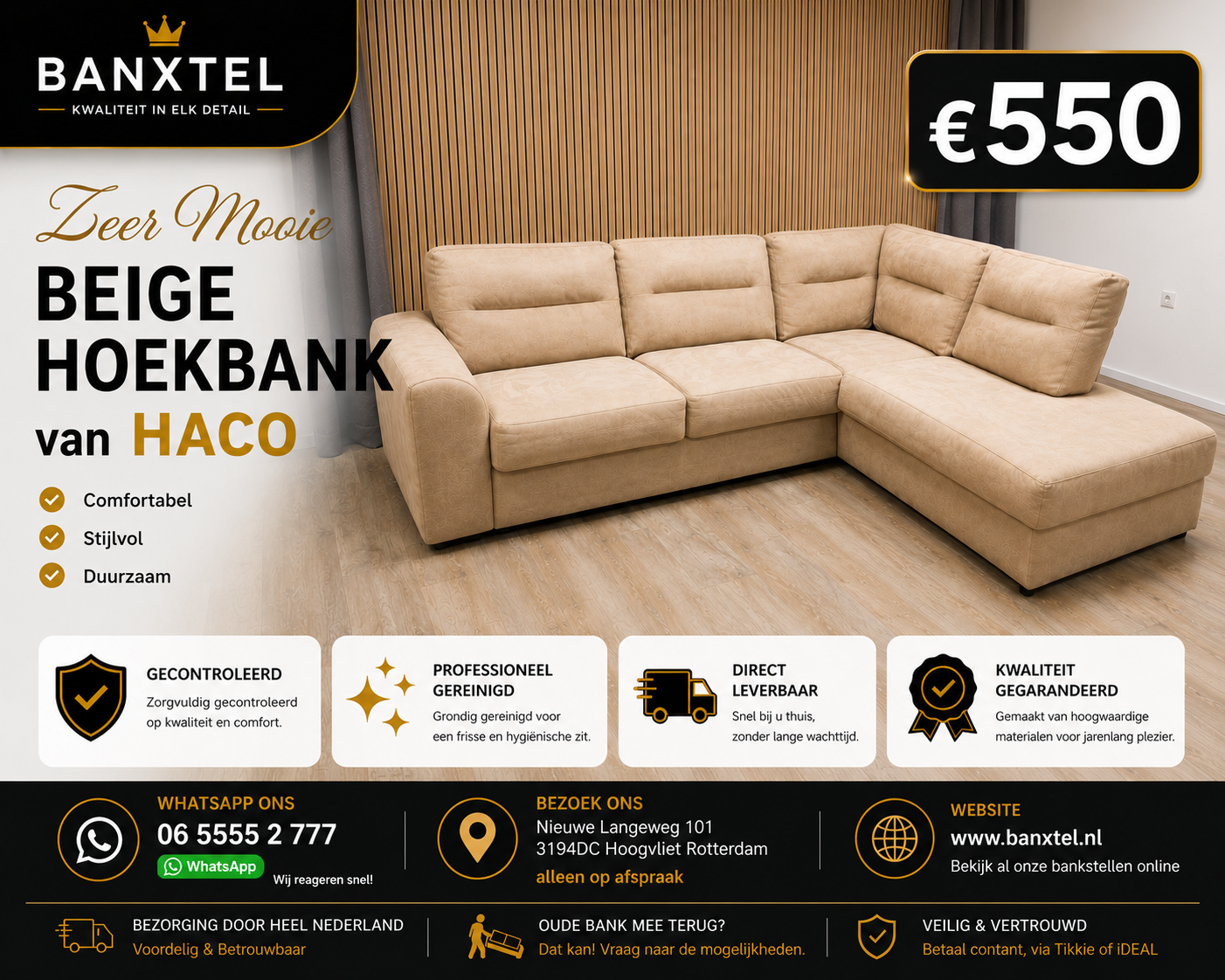Zeer Mooie Beige Hoekbank van HACO