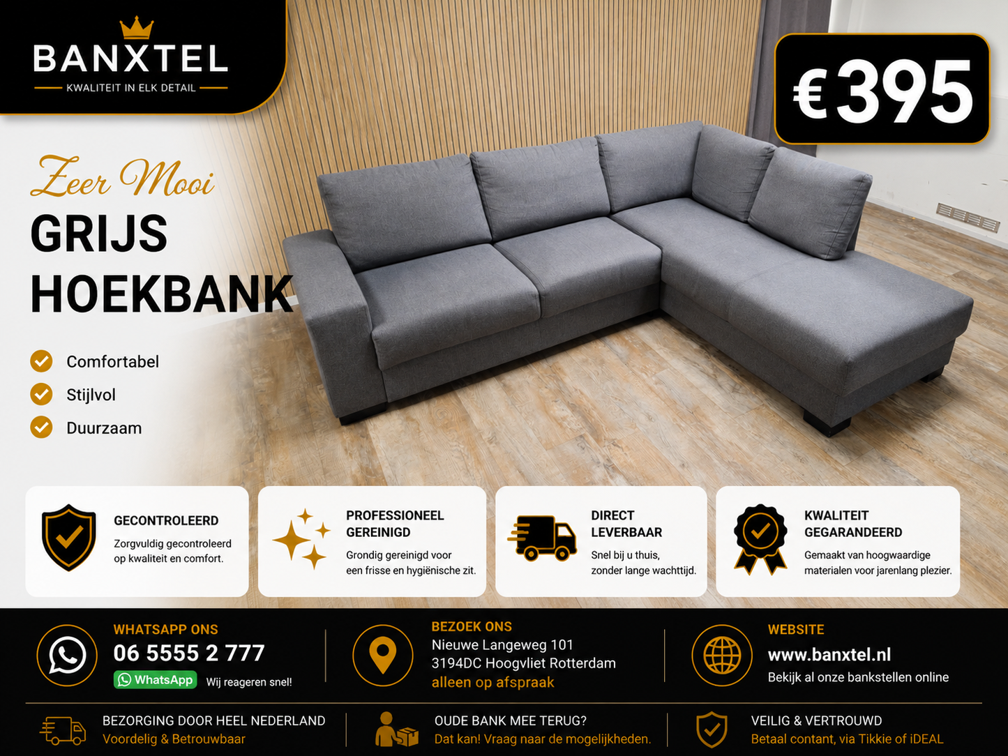 Zeer Mooie Grijs Hoekbank