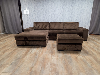MOOI GROOT TAUPE BRUIN VELVET HOEKBANK