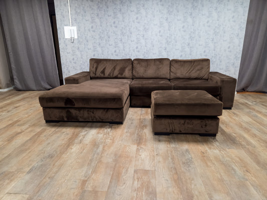 MOOI GROOT TAUPE BRUIN VELVET HOEKBANK