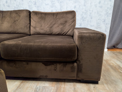 MOOI GROOT TAUPE BRUIN VELVET HOEKBANK