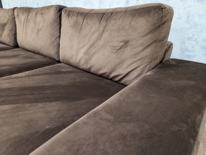 MOOI GROOT TAUPE BRUIN VELVET HOEKBANK