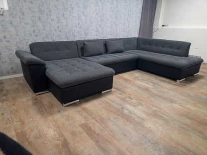 Zeer Mooi Groot Zwart Grijs U Bankstel