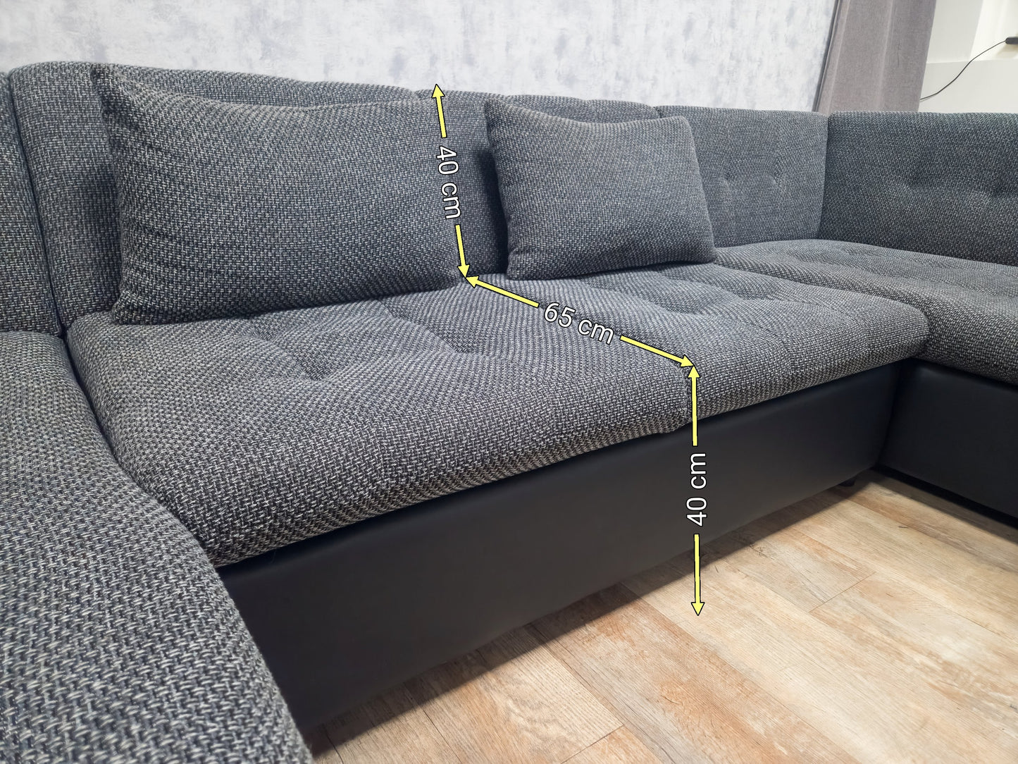 Zeer Mooi Groot Zwart Grijs U Bankstel