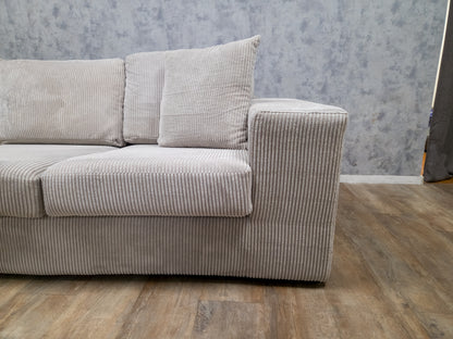 Zeer Mooi Beige Grijs Ribstof Hoekbank