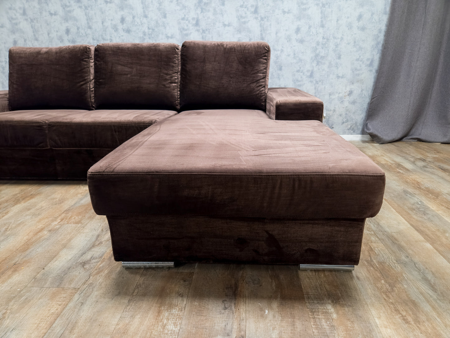 Zeer Mooi Taupe Velvet Hoekbank