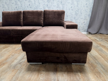 Zeer Mooi Taupe Velvet Hoekbank