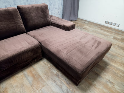 Zeer Mooi Taupe Velvet Hoekbank