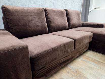 Zeer Mooi Taupe Velvet Hoekbank