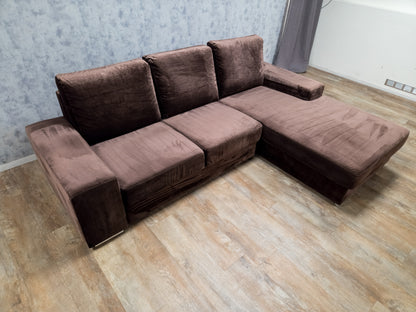 Zeer Mooi Taupe Velvet Hoekbank