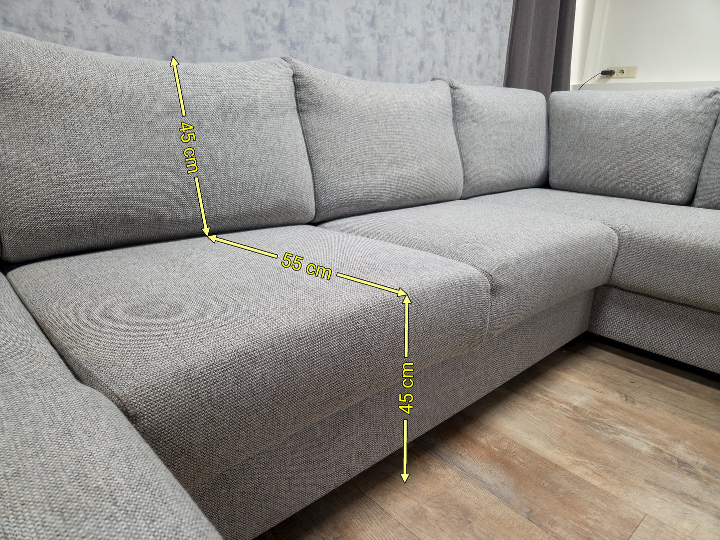 Zeer Mooi Groot Grijs U Bankstel