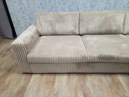 NIEUWE Taupe RIBSTOF Hoekbank