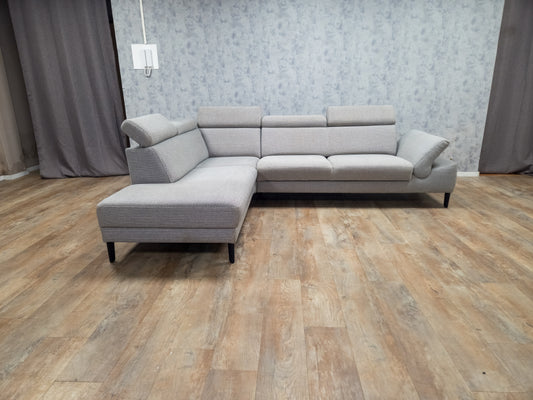 MONTEL Grijs Hoekbank - Met Hoofdsteunen Verstelbaar