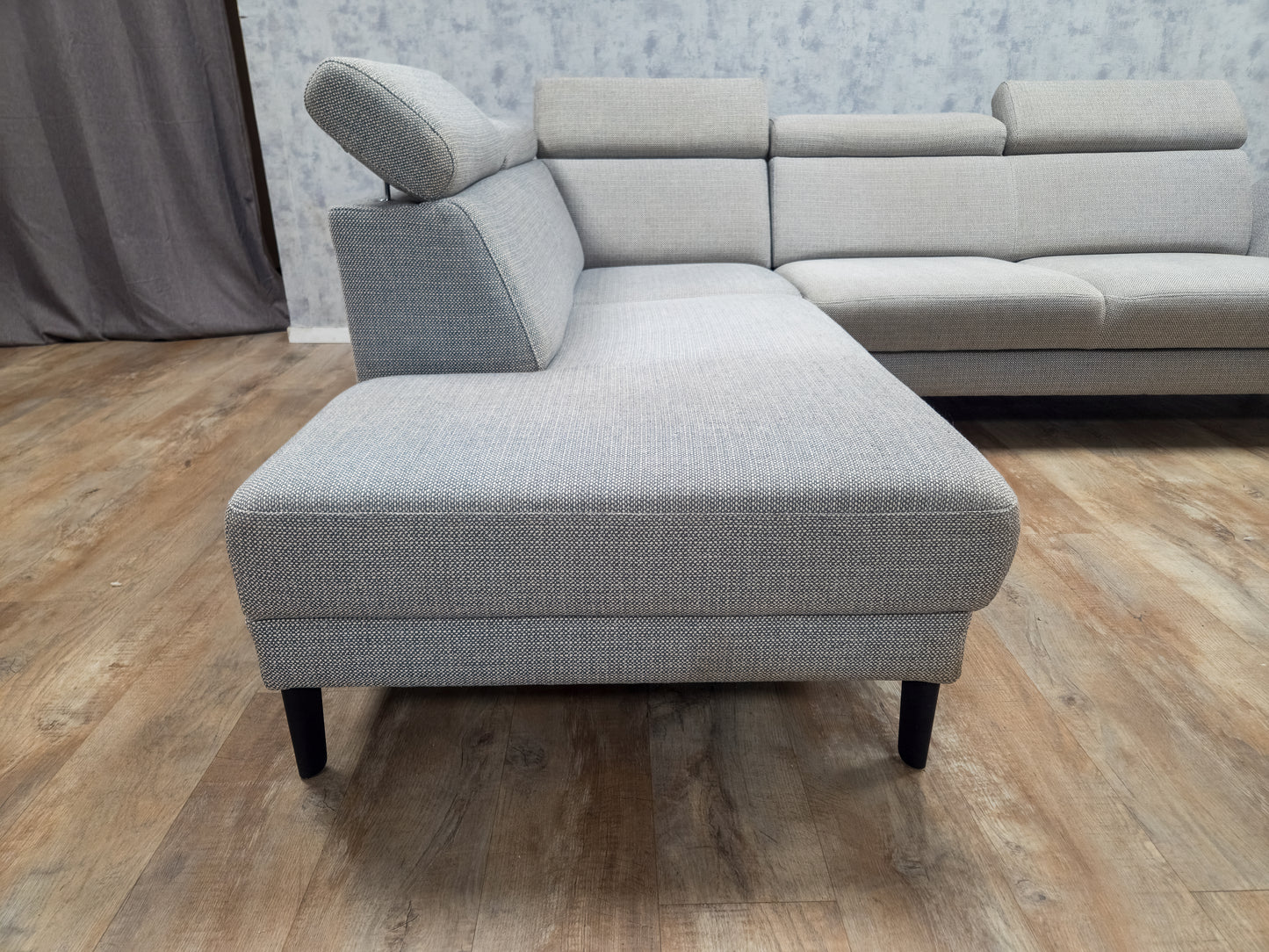 MONTEL Grijs Hoekbank - Met Hoofdsteunen Verstelbaar