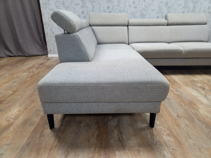 MONTEL Grijs Hoekbank - Met Hoofdsteunen Verstelbaar