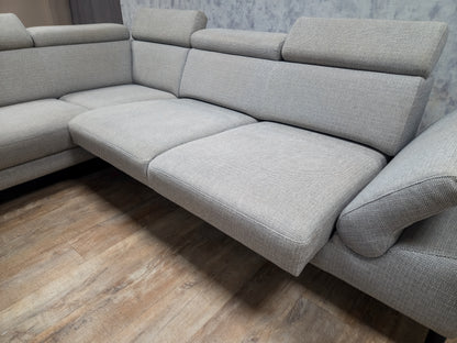 MONTEL Grijs Hoekbank - Met Hoofdsteunen Verstelbaar