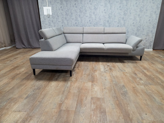 MONTEL Grijs Hoekbank - Met Hoofdsteunen Verstelbaar