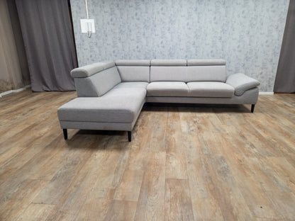 MONTEL Grijs Hoekbank - Met Hoofdsteunen Verstelbaar