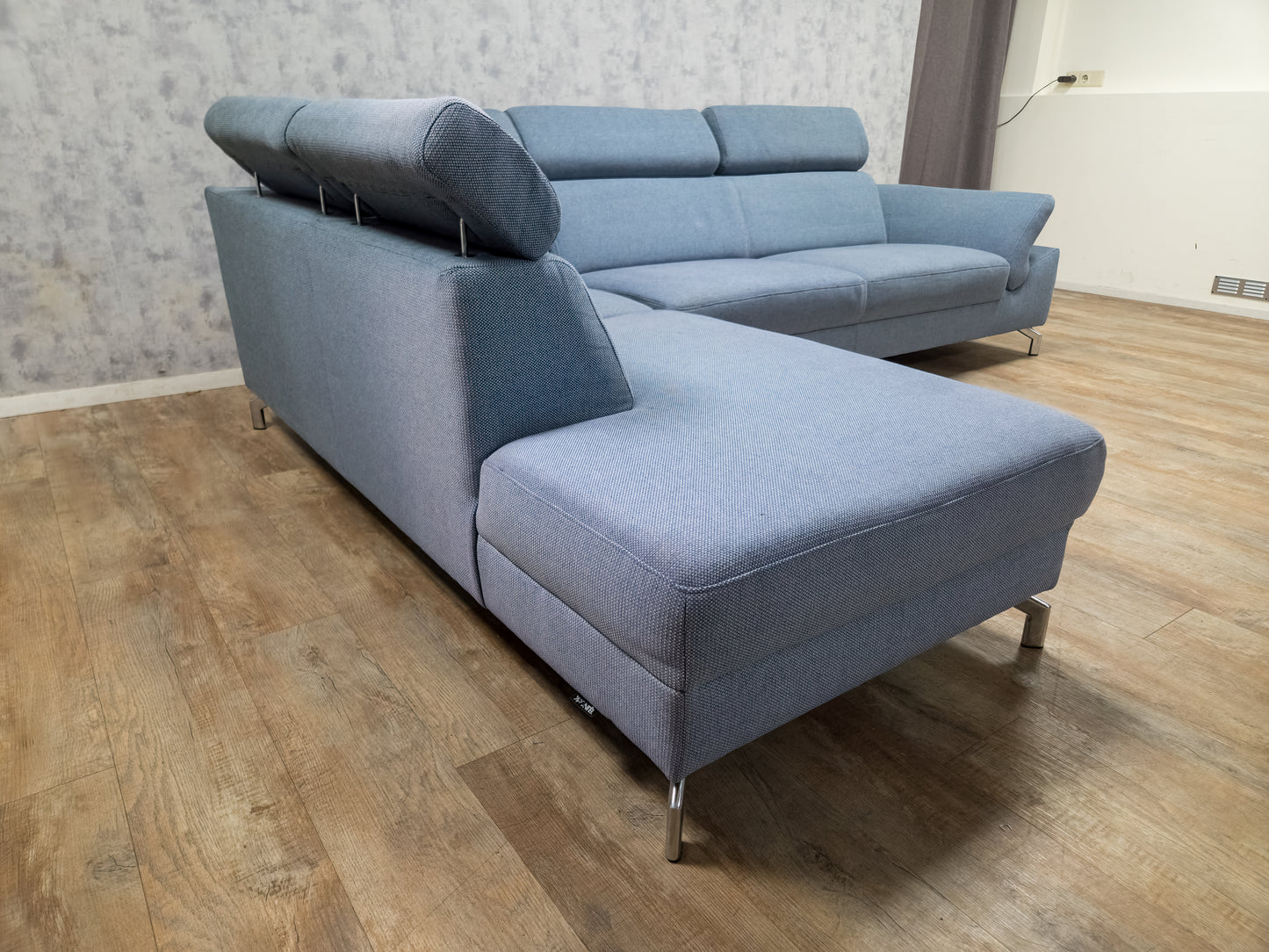 MONTEL Blauwe Hoekbank met Verstelbare Hoofdsteunen