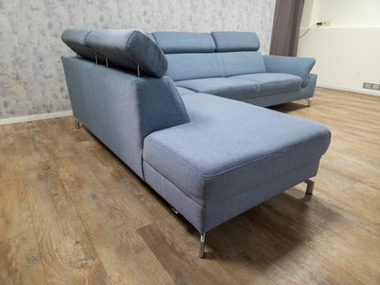 MONTEL Blauwe Hoekbank met Verstelbare Hoofdsteunen