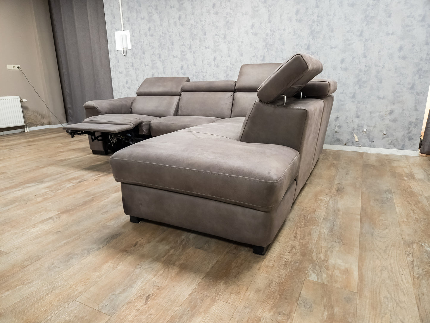 Moderne Bruin Hoekbank met Elektrische Relaxfunctie