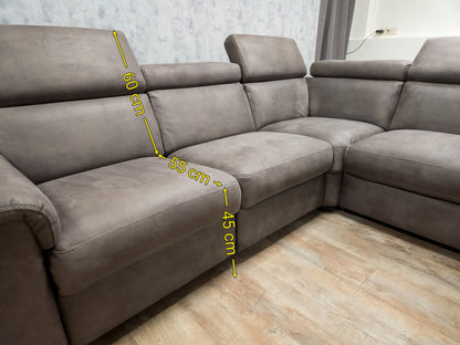 Moderne Bruin Hoekbank met Elektrische Relaxfunctie