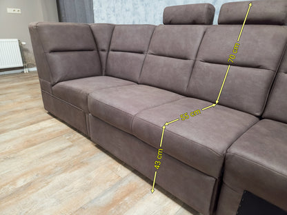 (Nieuwe) Mooie Bruine Rechte Bank - met Opberglade en Hoofdsteunen