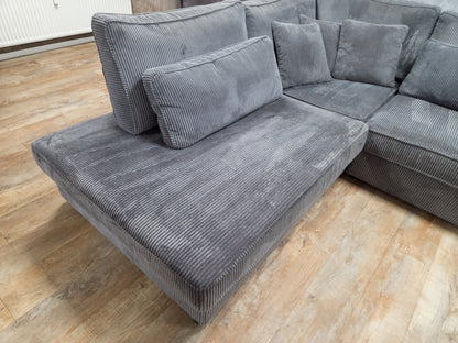 Antraciet Ribstof Hoekbank –  Zacht, Stijlvol en Comfortabel