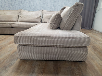 ZGAN Beige RIBSTOF Hoekbank