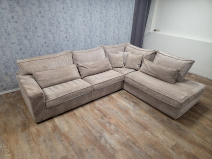 ZGAN Beige RIBSTOF Hoekbank
