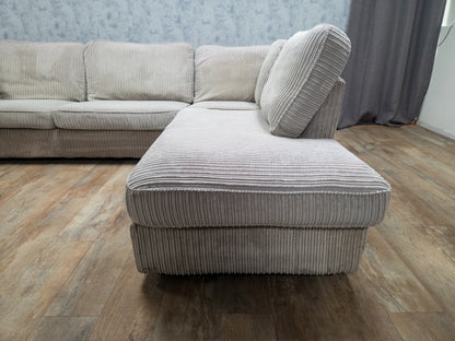 Zeer Mooi Beige Ribstof Hoekbank