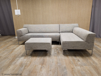 Z.G.A.N Beige Gemeleerd DESIGN ON BLOQ Hoekbank met Poef !!!