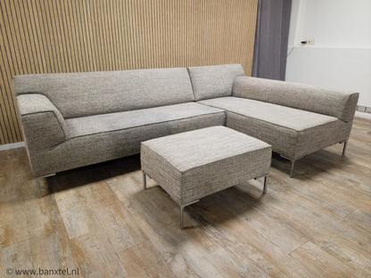 Z.G.A.N Beige Gemeleerd DESIGN ON BLOQ Hoekbank met Poef !!!