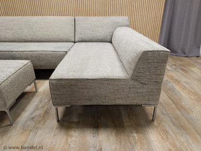 Z.G.A.N Beige Gemeleerd DESIGN ON BLOQ Hoekbank met Poef !!!