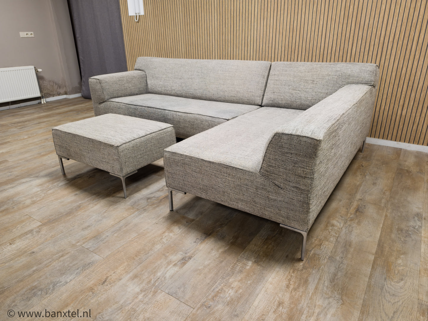 Z.G.A.N Beige Gemeleerd DESIGN ON BLOQ Hoekbank met Poef !!!