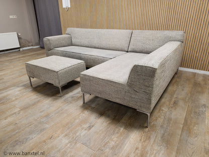 Z.G.A.N Beige Gemeleerd DESIGN ON BLOQ Hoekbank met Poef !!!