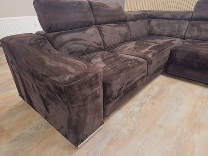 Z.G.A.N Groot Bruin Velvet Hoekbank