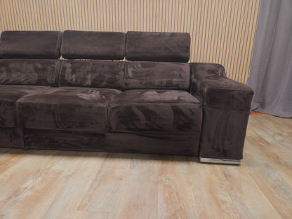 Z.G.A.N Groot Bruin Velvet Hoekbank