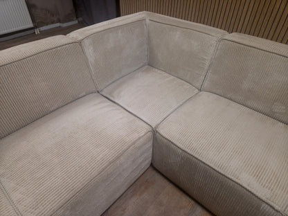 PRACHTIG Beige RIBSTOF Hoekbank