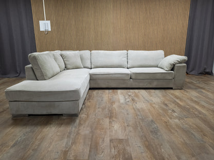 Z.G.A.N Prachtige Licht Beige Ribstof Hoekbank