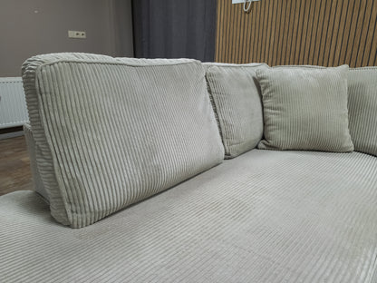 Z.G.A.N Prachtige Licht Beige Ribstof Hoekbank